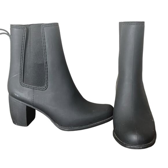 JEFFREY CAMPBELL Matte Black Rainy‎ Day Rain Boots Women's Size 7 - Picture 3 of 7